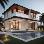 3-d-rendering-beautiful-modern-villa-with-swimming-pool-pool-evening-with-night-min